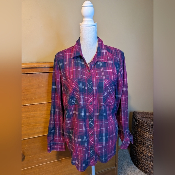 Faded Glory Tops - PLAID HOLIDAY Flannel Relaxed Fit XL